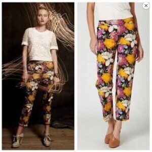 Anthropologie Elevenses Floral Tropica Crop Pants